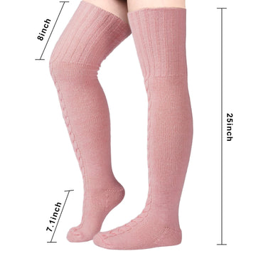 Wool Thigh High Socks Over the Knee Socks - Pink - Moon Wood