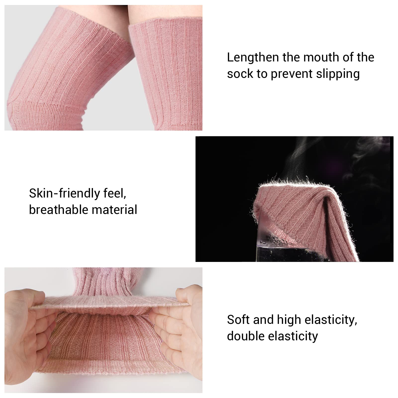 Wool Thigh High Socks Over the Knee Socks - Pink - Moon Wood