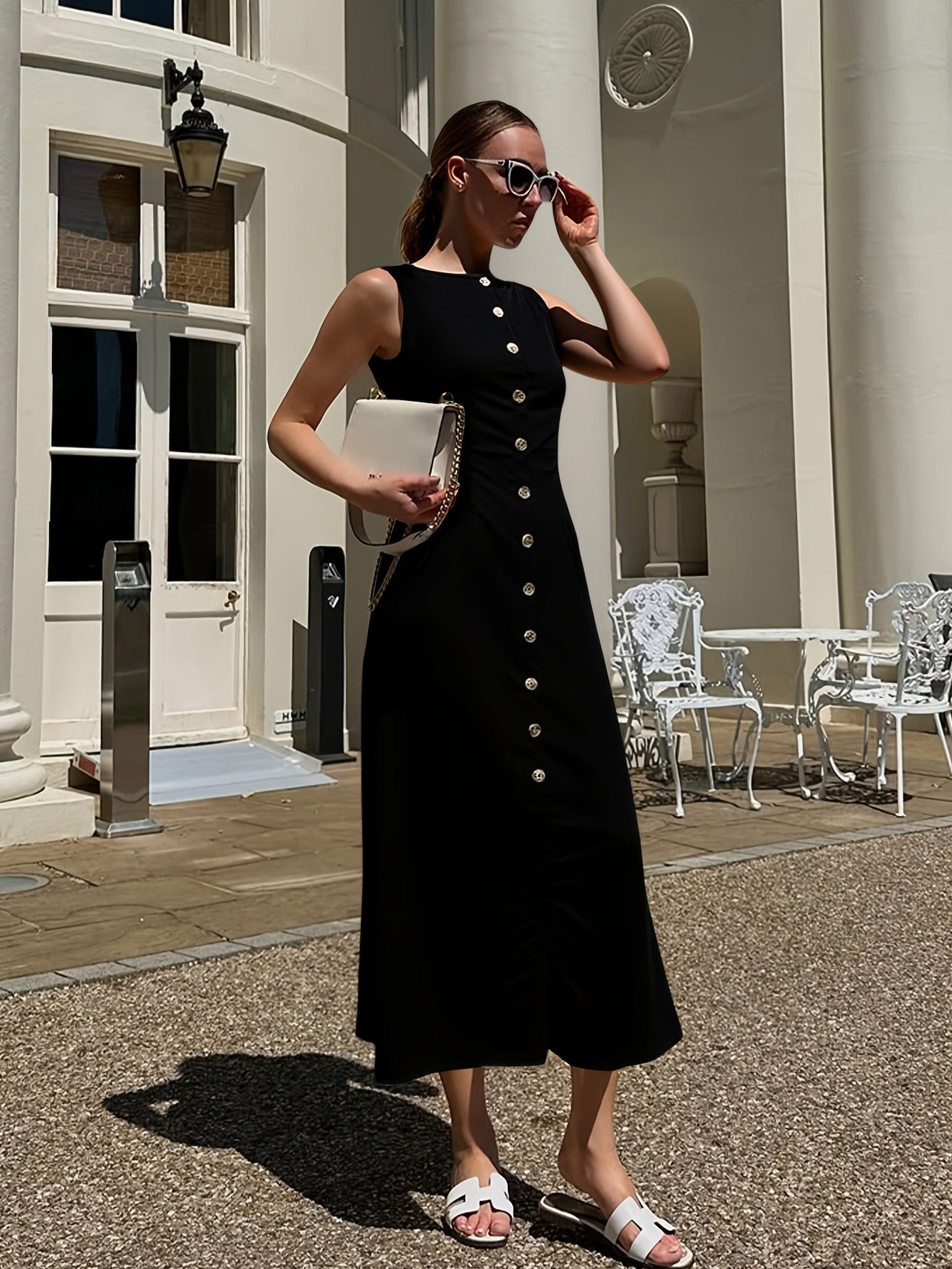 Bulk Black Sleeveless Button-Detail Long Dress 2 Pcs product image 2
