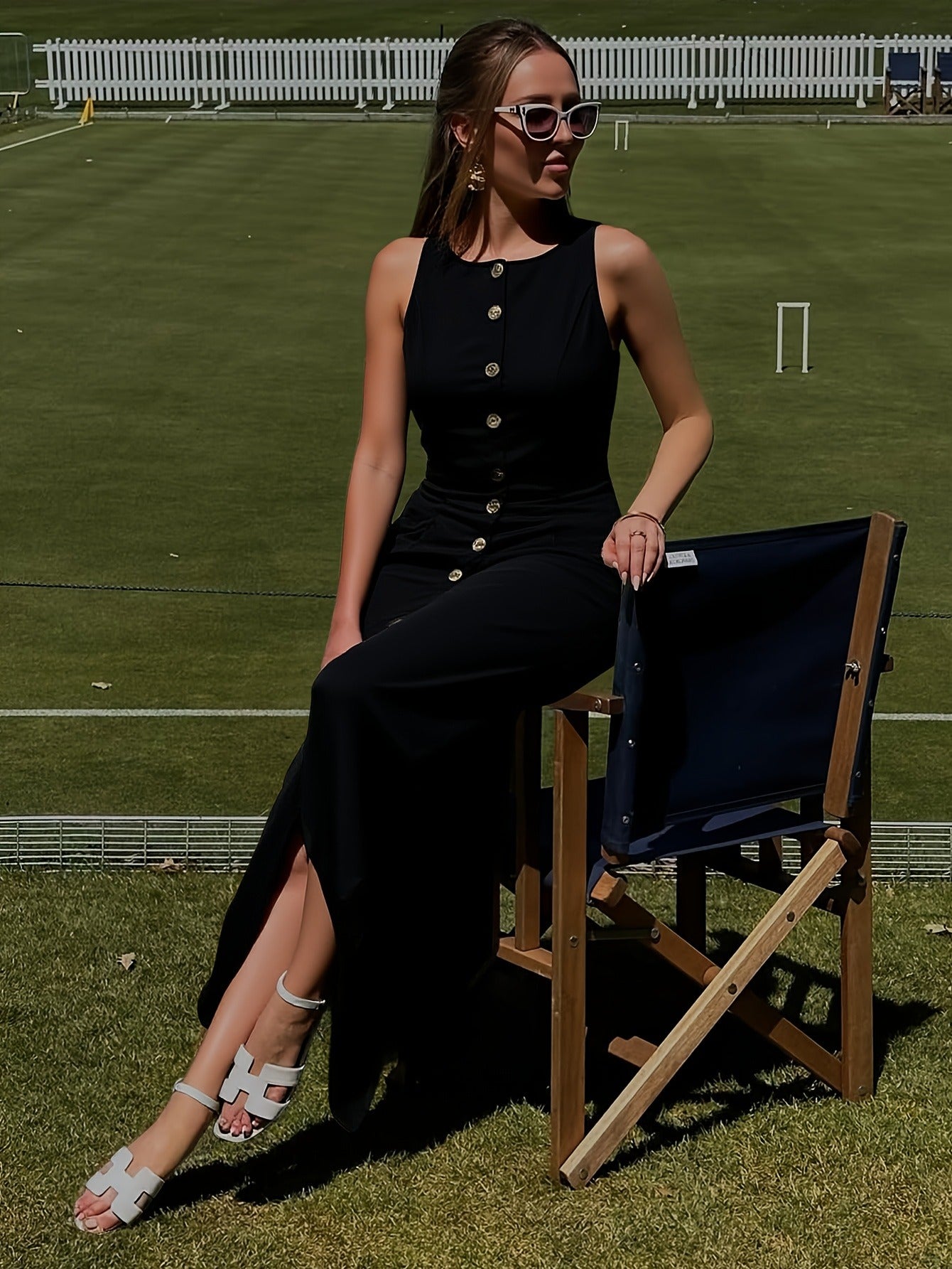 Bulk Black Sleeveless Button-Detail Long Dress 2 Pcs product image 4