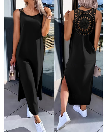 Bulk Black Sleeveless Lace Cutout Long Dress 7 Pcs product image 1