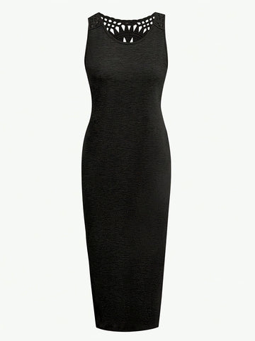 Bulk Black Sleeveless Lace Cutout Long Dress 7 Pcs product image 2