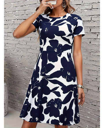 Bulk Blue White Floral A-Line Dress 6 Pcs product image 1