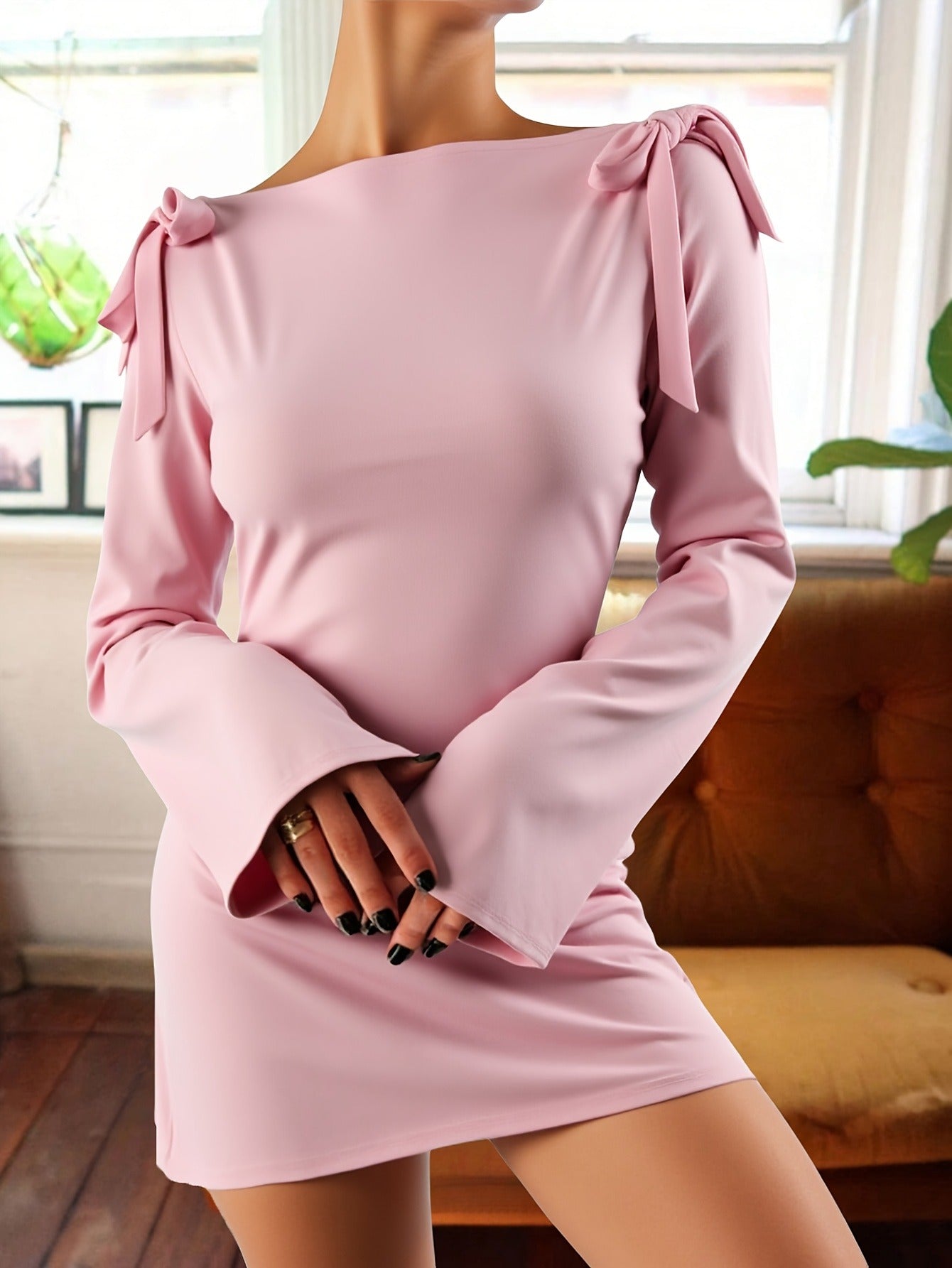 Bulk Pink Boat-Neck Bodycon Dress 12 Pcs product image 3