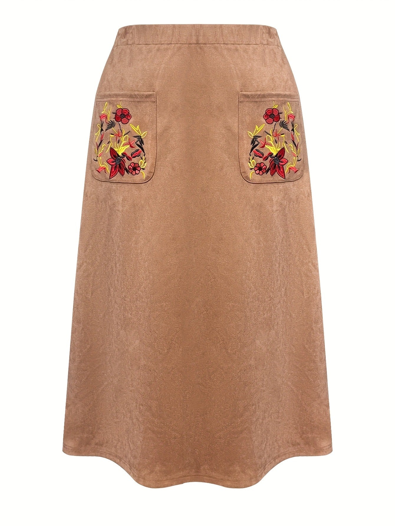 Bulk Plus-Size Brown Floral Embroidered Maxi Skirt 40 Pcs product image 4