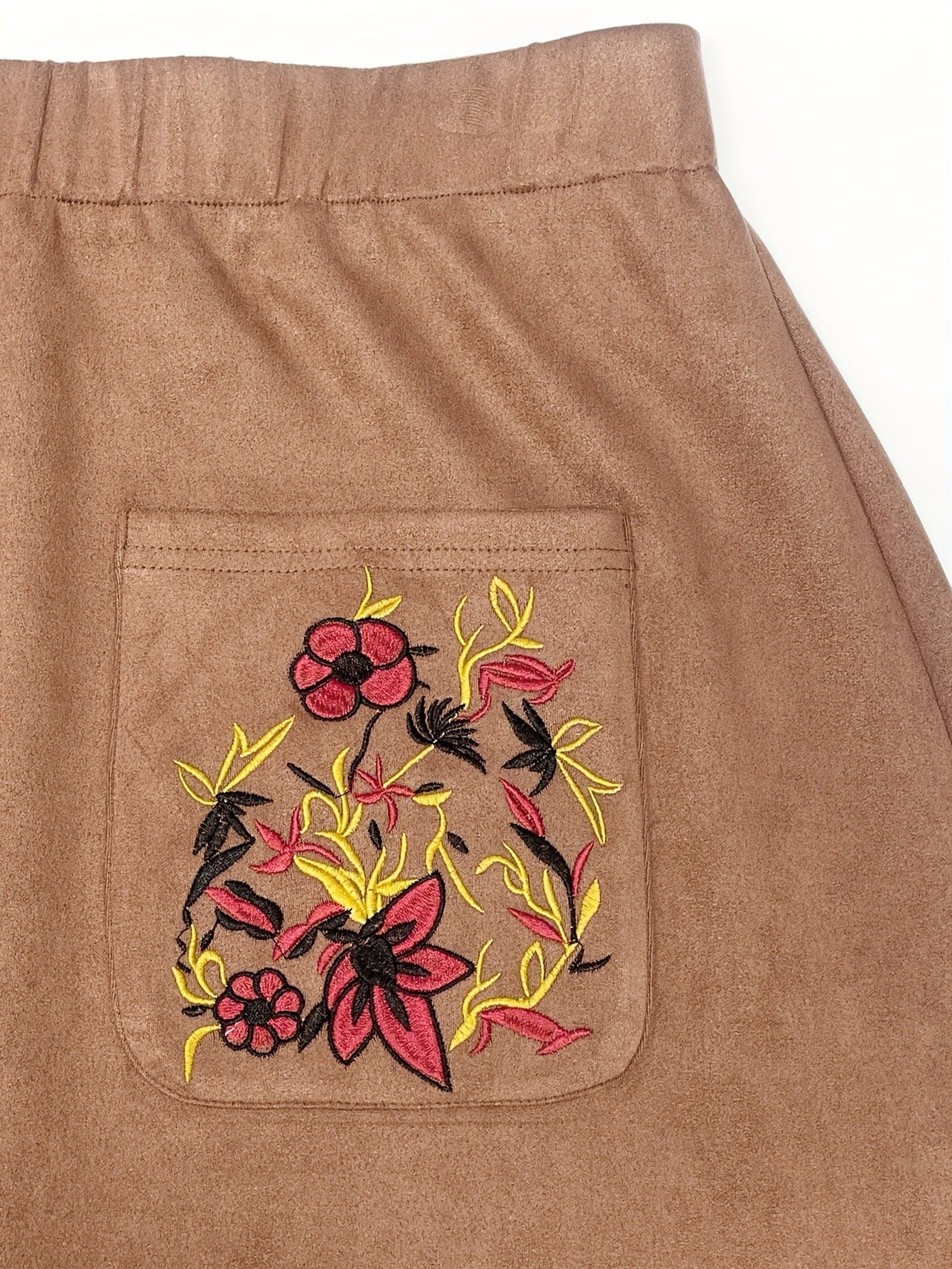 Bulk Plus-Size Brown Floral Embroidered Maxi Skirt 40 Pcs product image 6