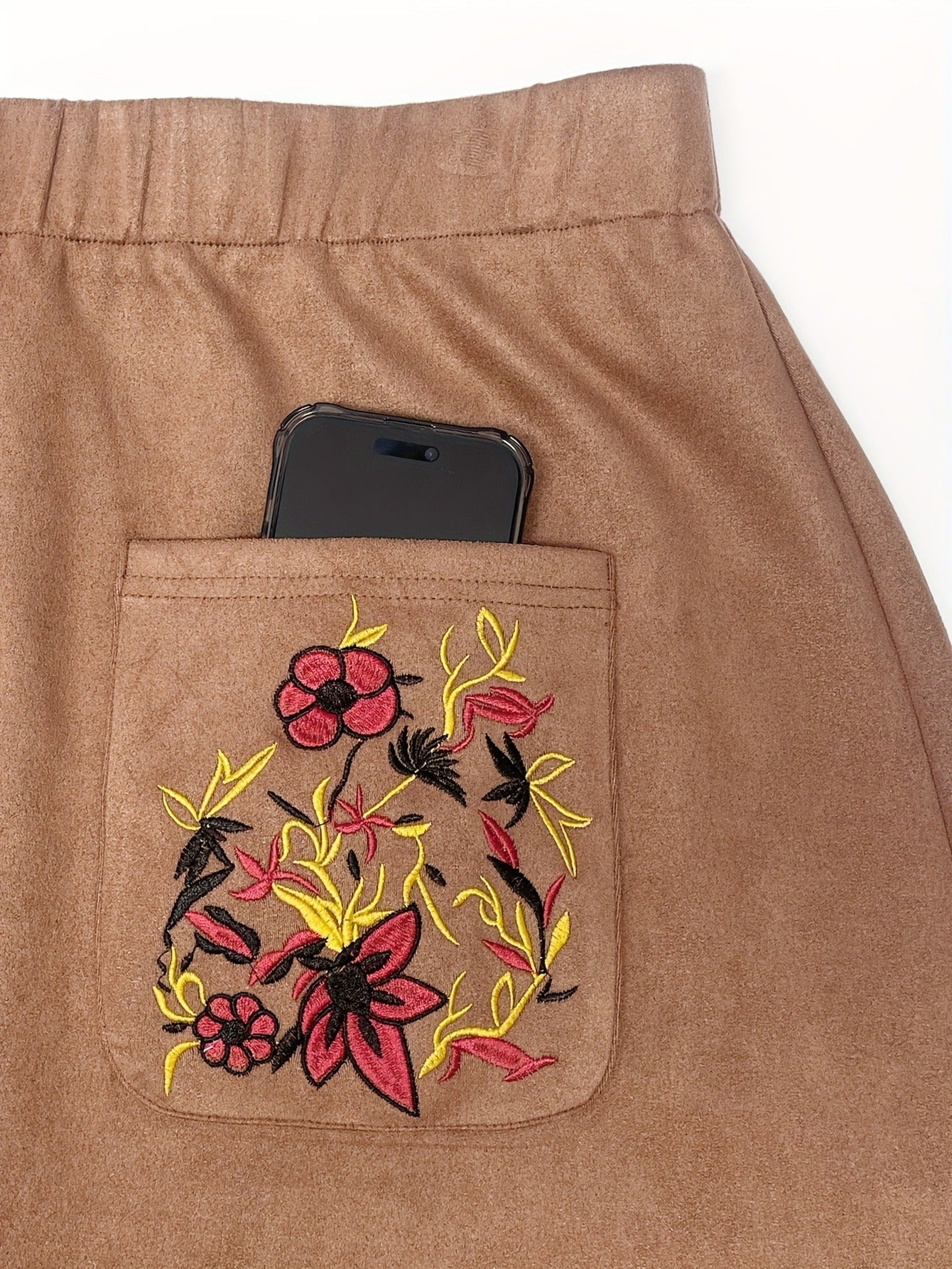 Bulk Plus-Size Brown Floral Embroidered Maxi Skirt 40 Pcs product image 7