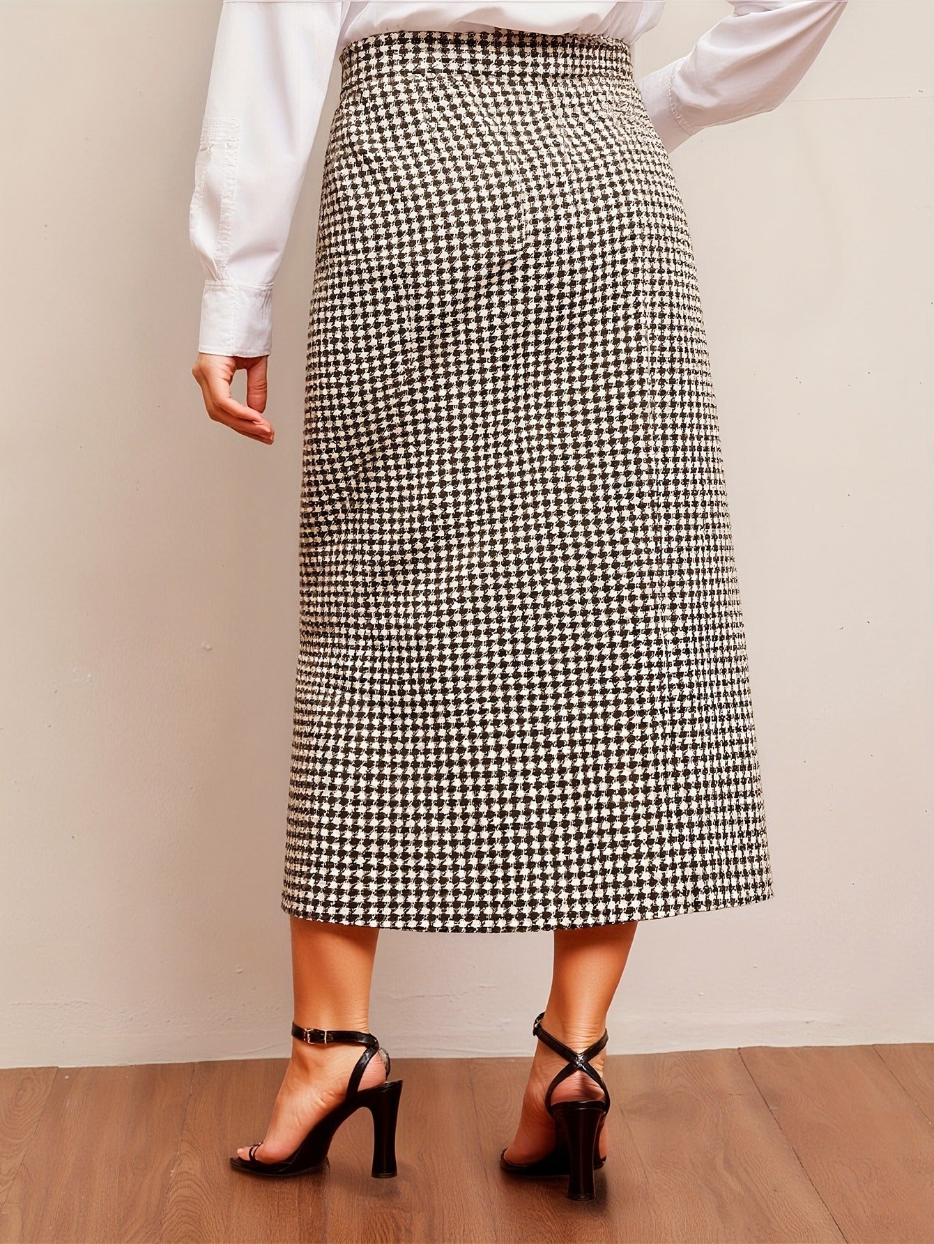Bulk Plus-Size Coffee-Tone Plaid Slit Skirt 27 Pcs product image 5