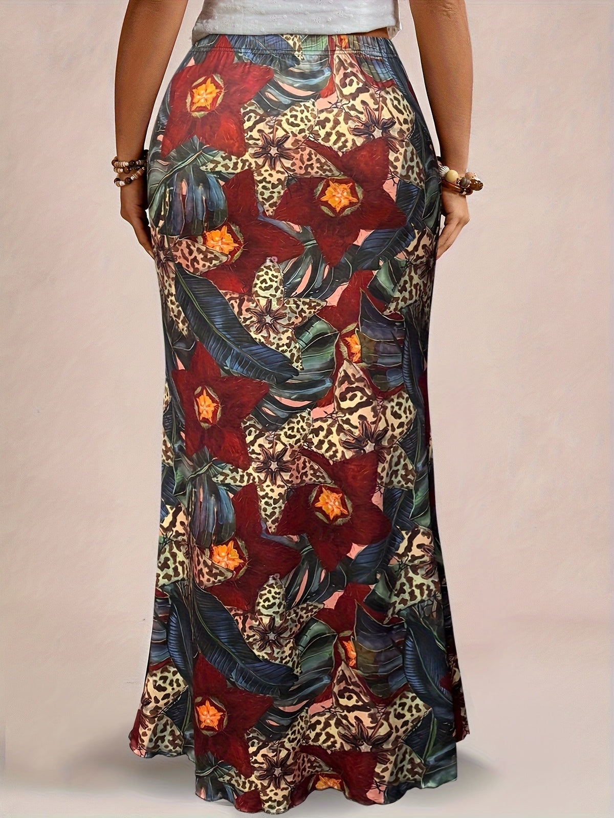 Bulk Plus Size Color Oversized Skirt Tropical Floral Pattern High Waisted 8 Pcs product image 3