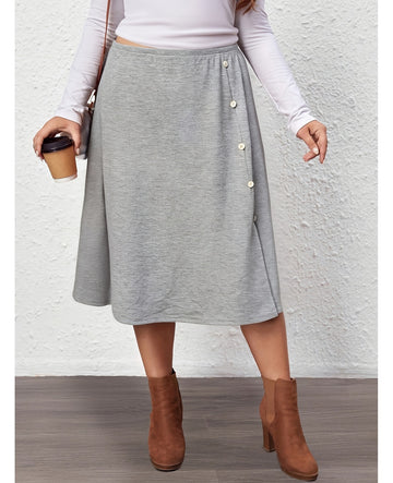 Bulk Plus-Size Gray Mid-Length A-Line Skirt 21 Pcs product image 1