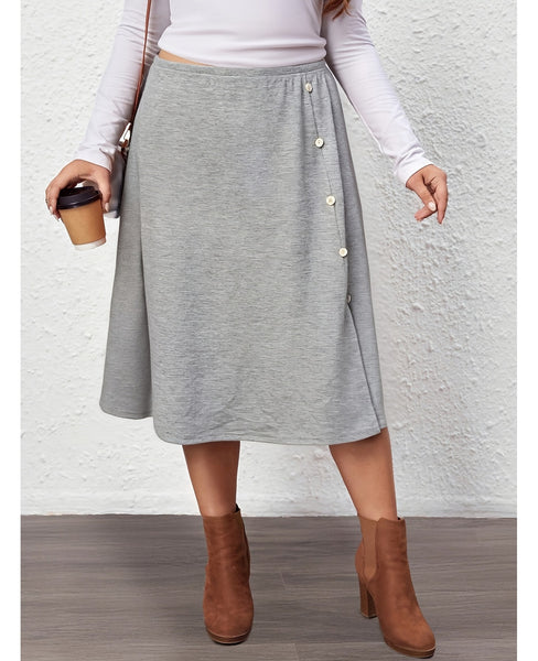 Bulk Plus-Size Gray Mid-Length A-Line Skirt 21 Pcs
