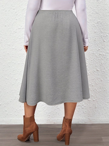 Bulk Plus-Size Gray Mid-Length A-Line Skirt 21 Pcs product image 2