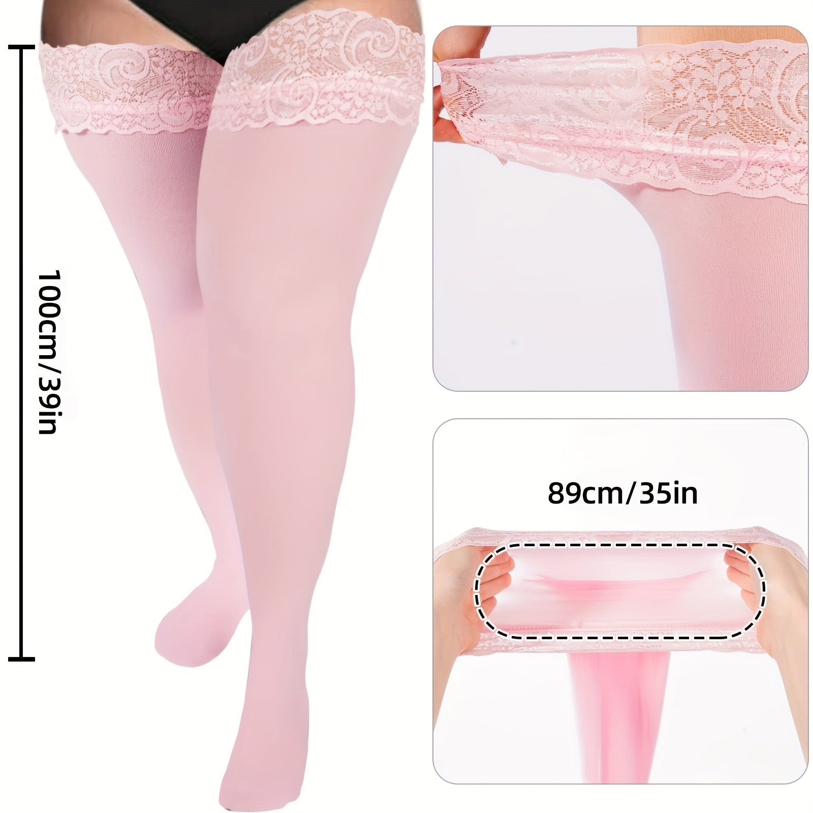 Bulk Plus-Size Lace-Edge Knee-High Stockings 42 Pcs product image 3