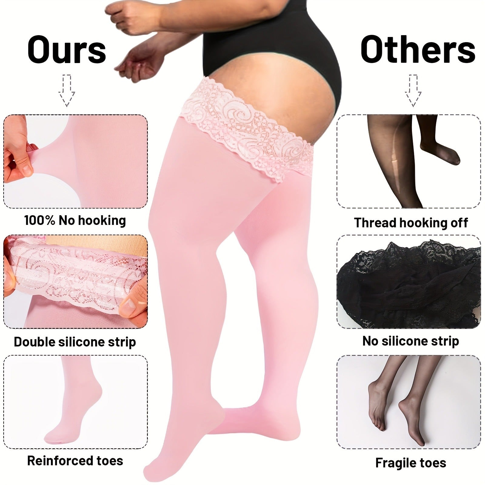 Bulk Plus-Size Lace-Edge Knee-High Stockings 42 Pcs product image 5