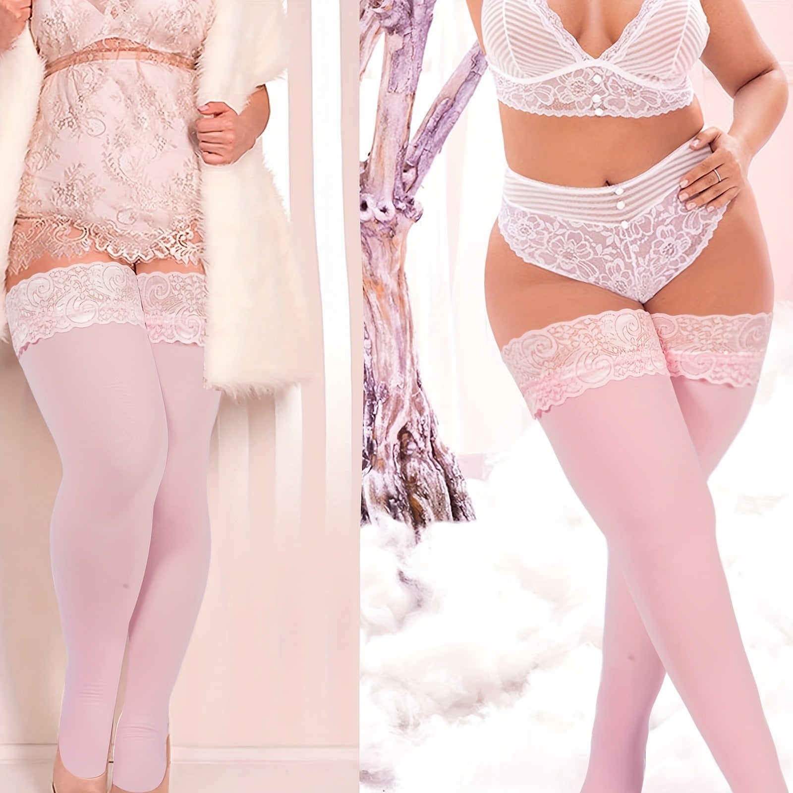 Bulk Plus-Size Lace-Edge Knee-High Stockings 42 Pcs product image 6