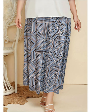 Bulk Plus-Size Light Blue Geometric Skirt 47 Pcs product image 1