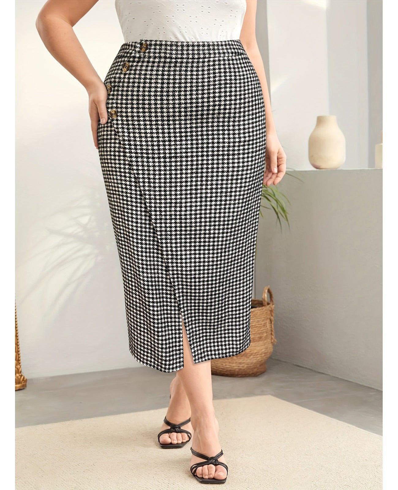 Bulk Plus Size Skirt Plush Button Asymmetric Classic Retro Design Versatile 27 Pcs product image 1