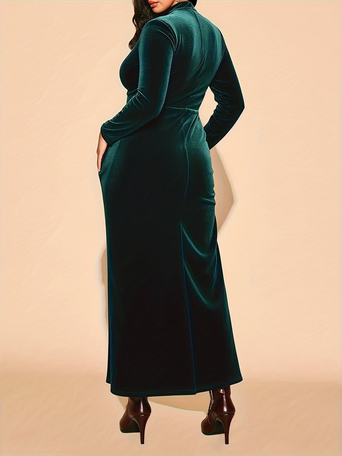 Bulk Plus Size Women's Dark Sleeve High Neck Dress Elegant Long Formal Party 17 Pcs product image 2