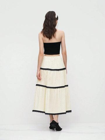 Bulk Polka Dot Lace-Trim A-Line Midi Skirt 3 Pcs product image 2