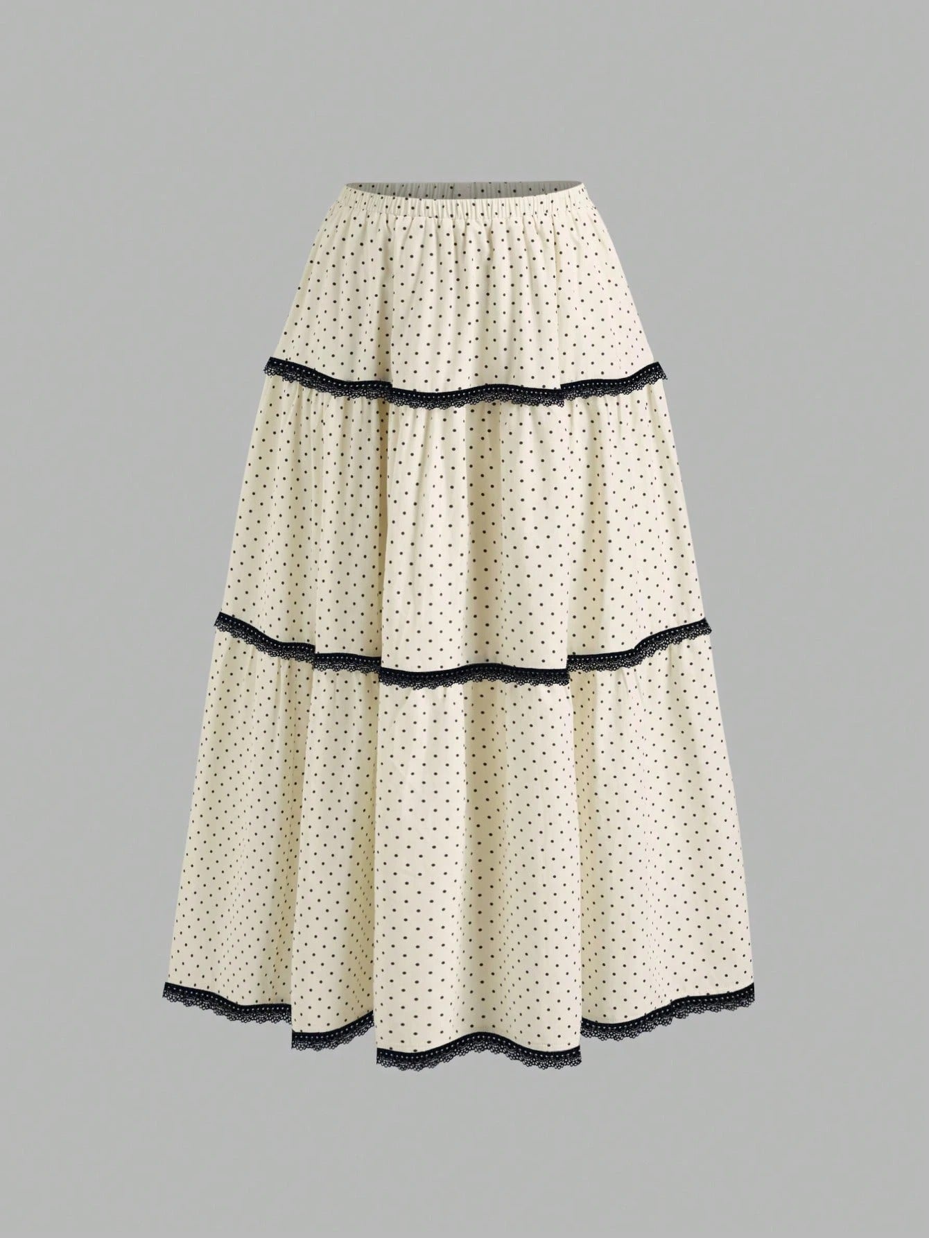 Bulk Polka Dot Lace-Trim A-Line Midi Skirt 3 Pcs product image 5