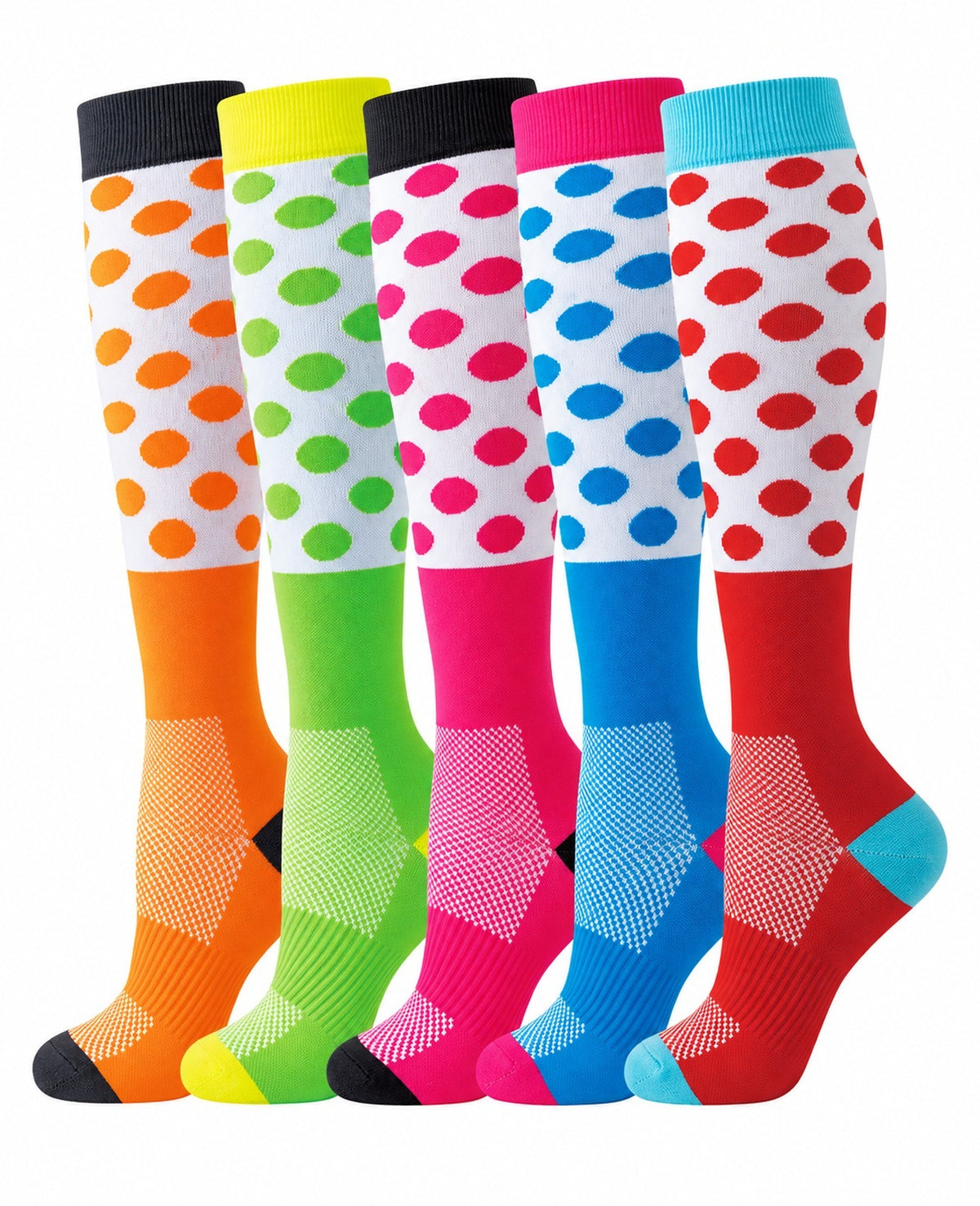 Patterned Compression Socks Knee High 6 Pair Set - 200N Variety clean white background hero