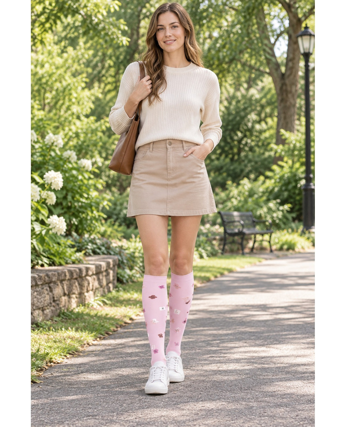 Patterned Compression Socks 6 Pair Set - Assorted Set 24 female model outdoor scene