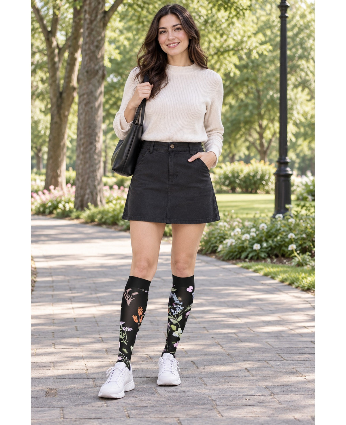 Patterned Compression Socks 6 Pair Set - Assorted Set 26 female model outdoor scene