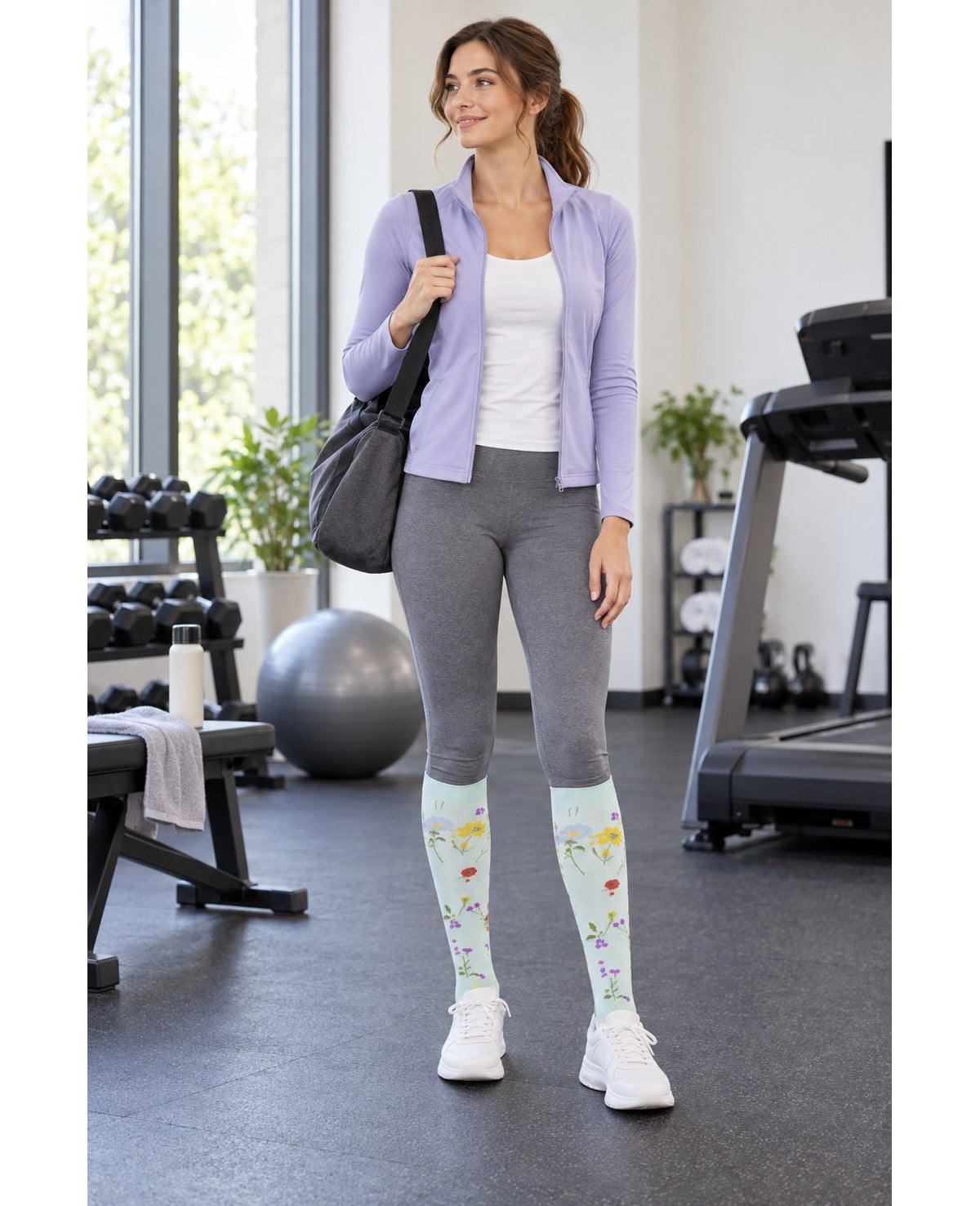 Patterned Compression Socks 6 Pair Set - Assorted Set 58 female model sports scene