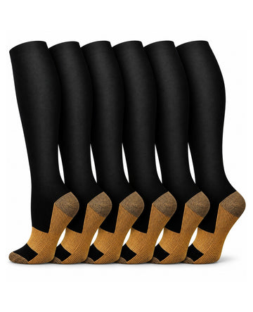 Patterned Compression Socks 6 Pair Set - Black Bronze AI regenerated regular-size hero image
