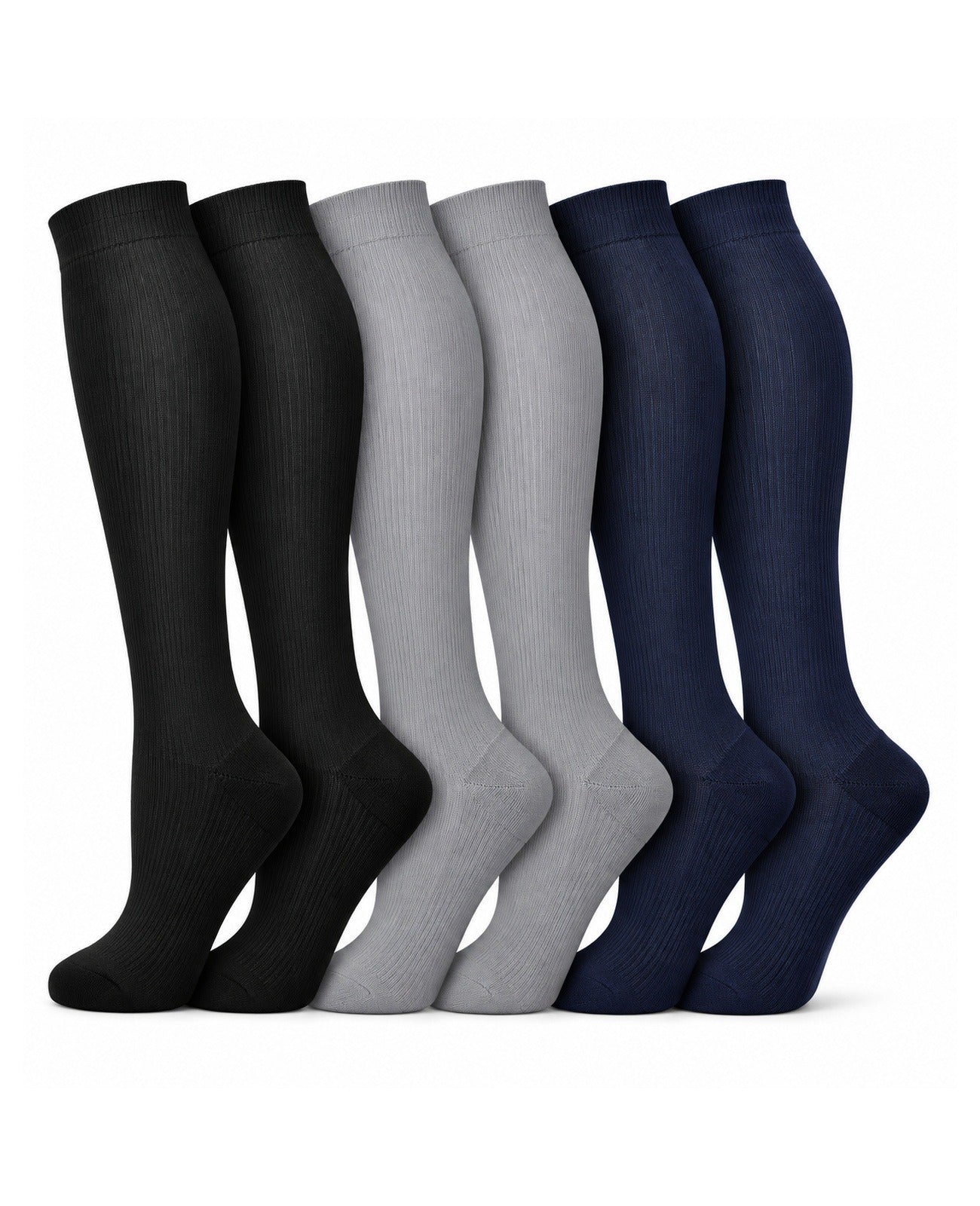 Patterned Compression Socks 6 Pair Set - Black Gray Blue Mix AI regenerated regular-size hero image