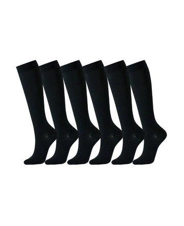 Patterned Compression Socks 6 Pair Set - Black Solid exact six pair assortment hero image