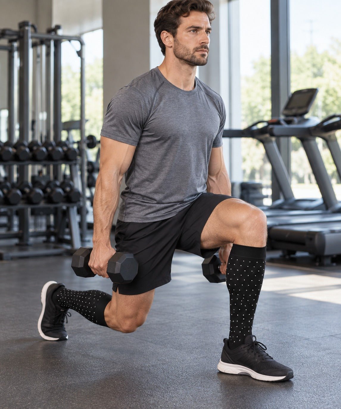 Patterned Compression Socks 6 Pair Set - Golden Heart male training scene