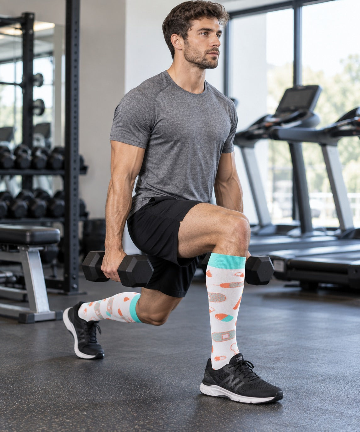 Patterned Compression Socks 6 Pair Set - Medical male training scene