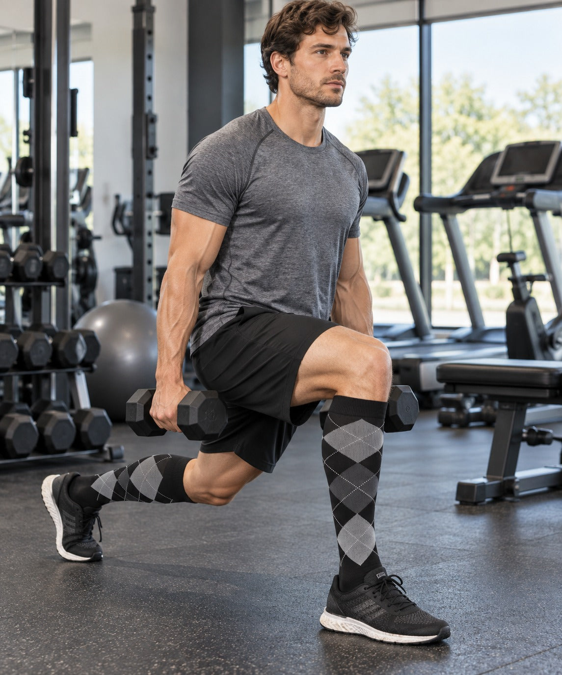 Patterned Compression Socks 6 Pair Set - Men's Piano male training scene