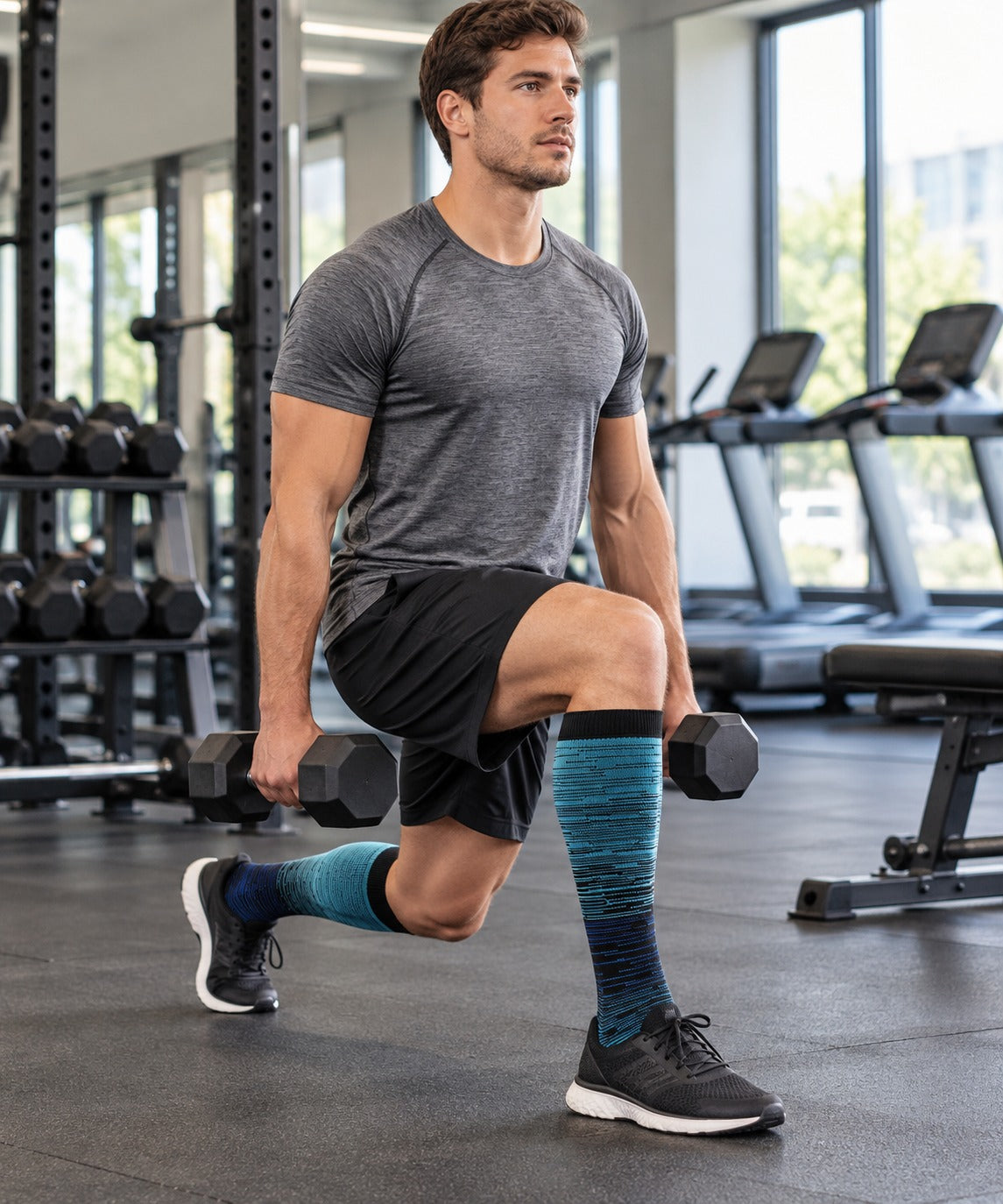 Patterned Compression Socks 6 Pair Set - Meteor male training scene