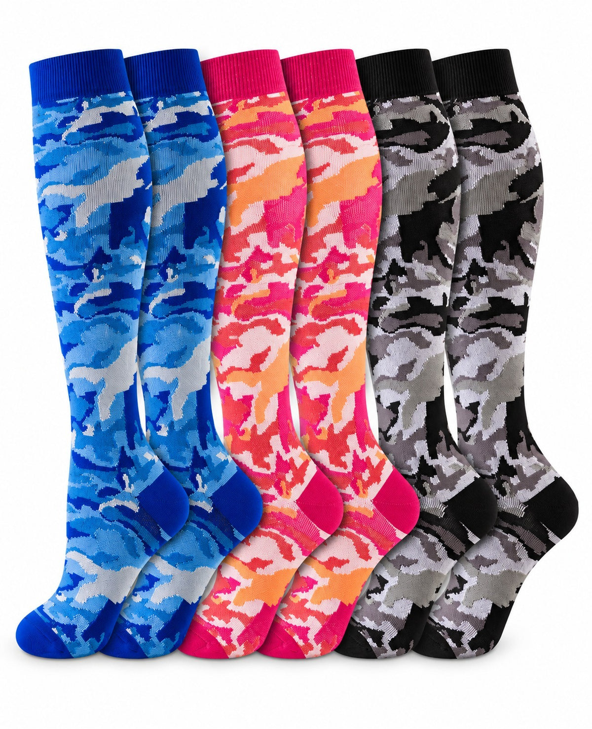 Patterned Compression Socks Knee High 6 Pair Set - Everyday Botanical Mix clean white background hero