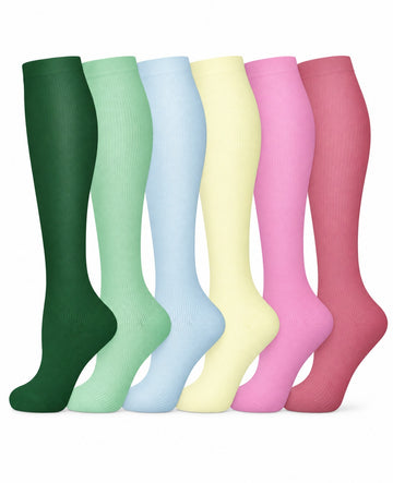 Patterned Compression Socks Knee High 6 Pair Set - Garden Mix clean white background hero