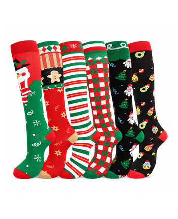 Patterned Compression Socks 6 Pair Set - Pastel Color Mix exact six pair assortment sharp white background hero image