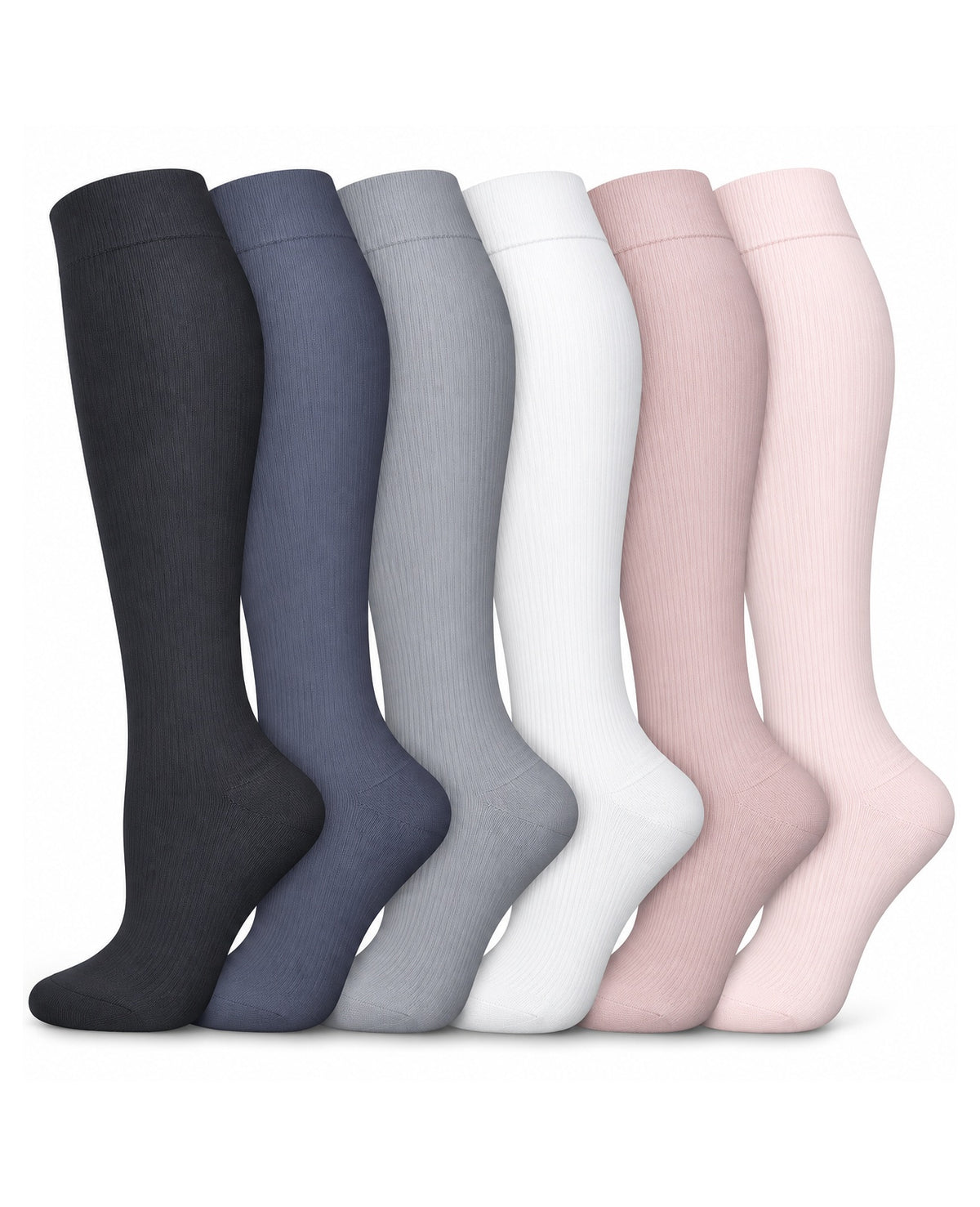 Patterned Compression Socks 6 Pair Set - Smoky Pink sharp white background product hero image