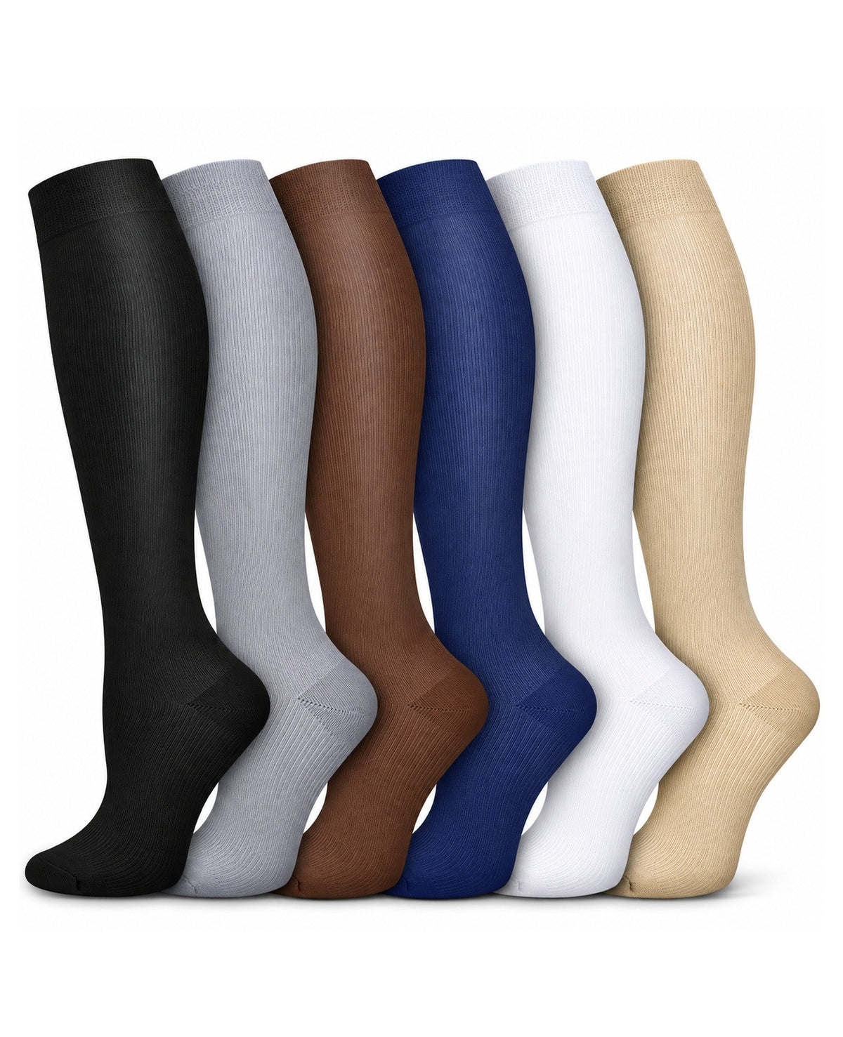 Patterned Compression Socks 6 Pair Set - Solid 3 AI regenerated regular-size hero image