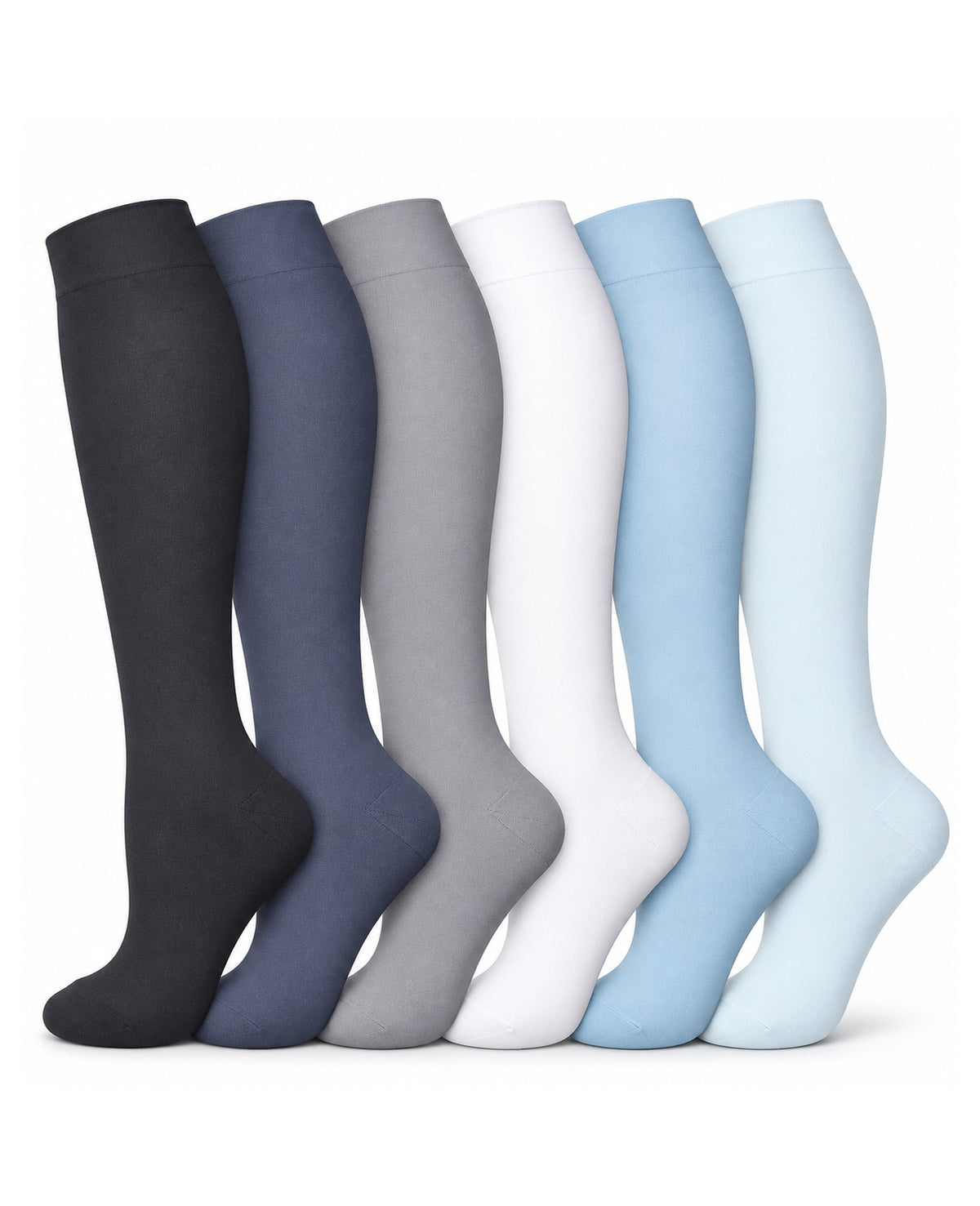 Patterned Compression Socks 6 Pair Set - Wide Diamond Stripe plain solid color socks sharp white background hero image