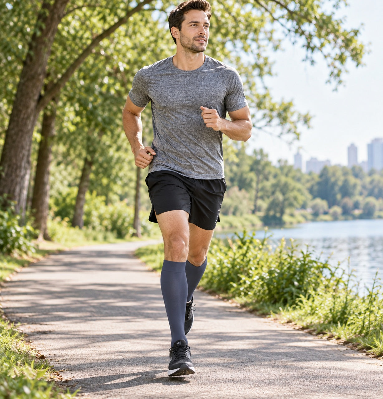 Patterned Compression Socks 6 Pair Set - Wide Diamond Stripe matching pair male sports lifestyle image