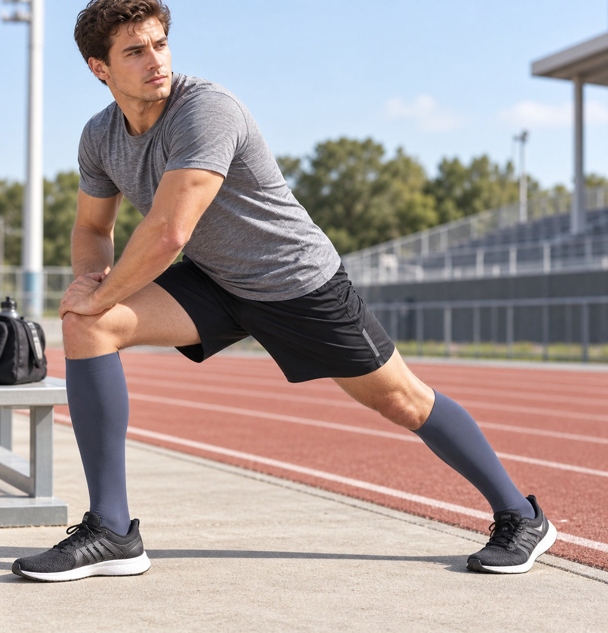 Patterned Compression Socks 6 Pair Set - Wide Diamond Stripe matching pair male sports lifestyle image