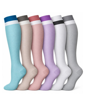 Patterned Compression Socks 6 Pair Set - Wide Ribbed Cuff AI regenerated regular-size hero image