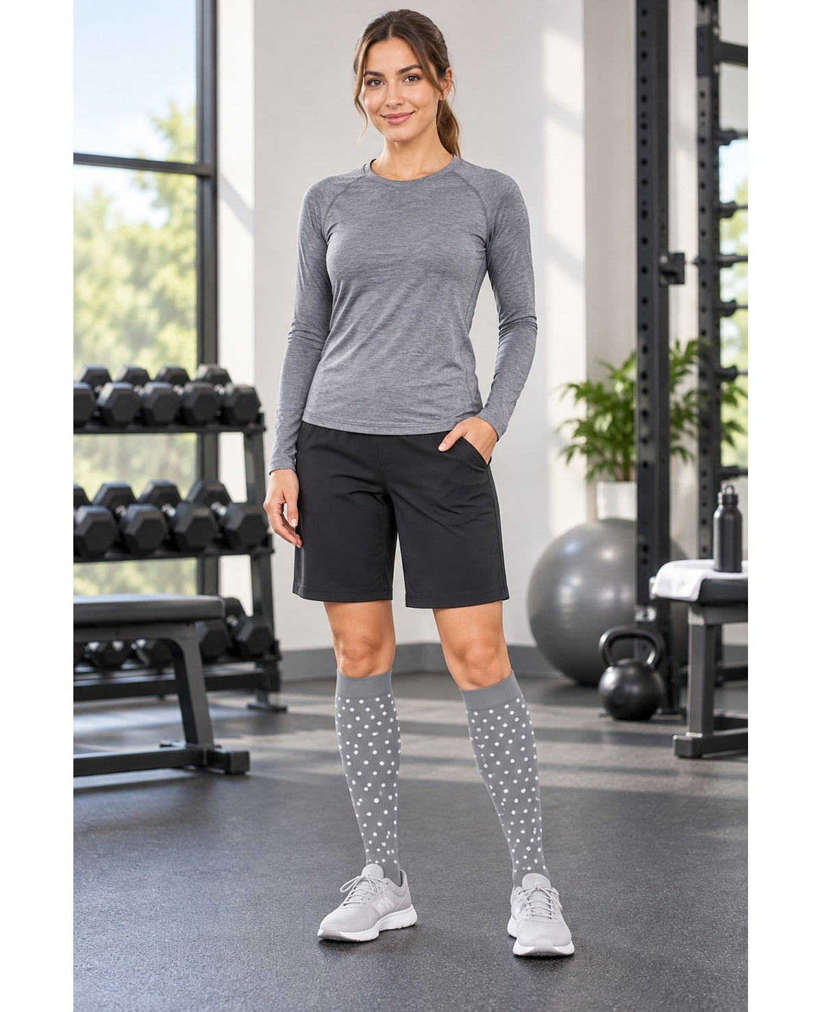 Patterned Compression Socks Knee High 8 Pair Set - Monochrome Mix indoor sports model scene