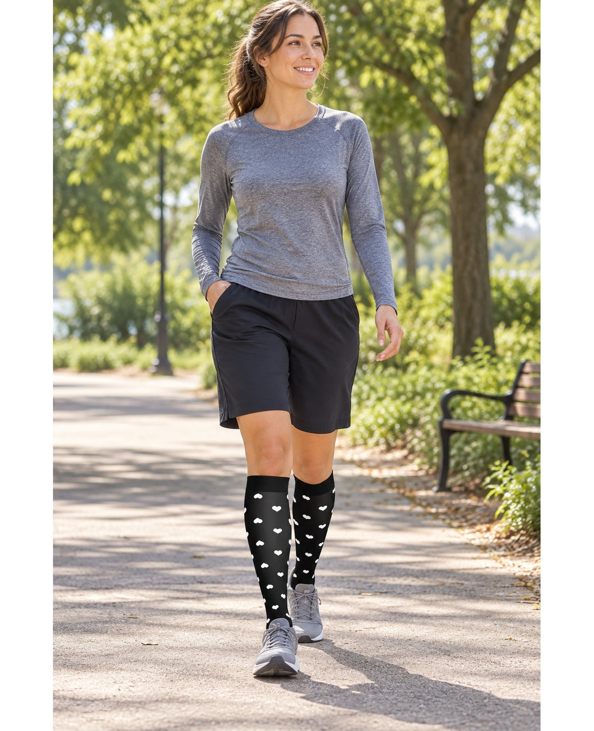 Patterned Compression Socks Knee High 8 Pair Set - Blue Stripe Mix outdoor activity model scene
