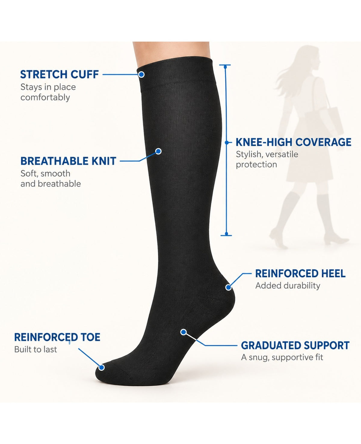 Patterned Compression Socks Knee High 8 Pair Set - Neutral Everyday Mix structure and function guide
