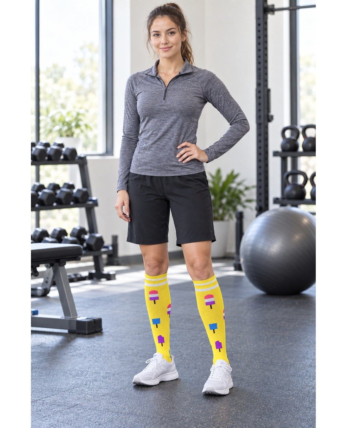 Patterned Compression Socks Knee High 8 Pair Set - Colorful Candy Mix indoor sports model scene