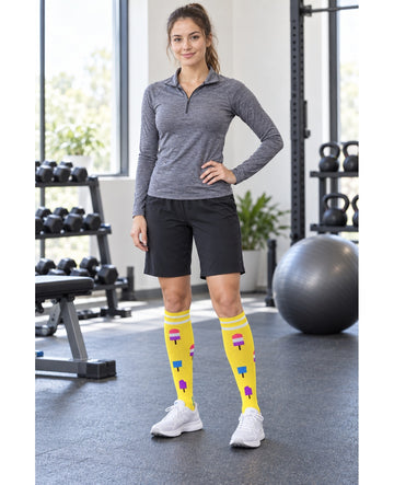 Patterned Compression Socks Knee High 8 Pair Set - Colorful Candy Mix indoor sports model scene