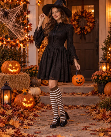 Patterned Compression Socks Knee High 6 Pair Set - Classic Stripe Mix Halloween cosplay model scene